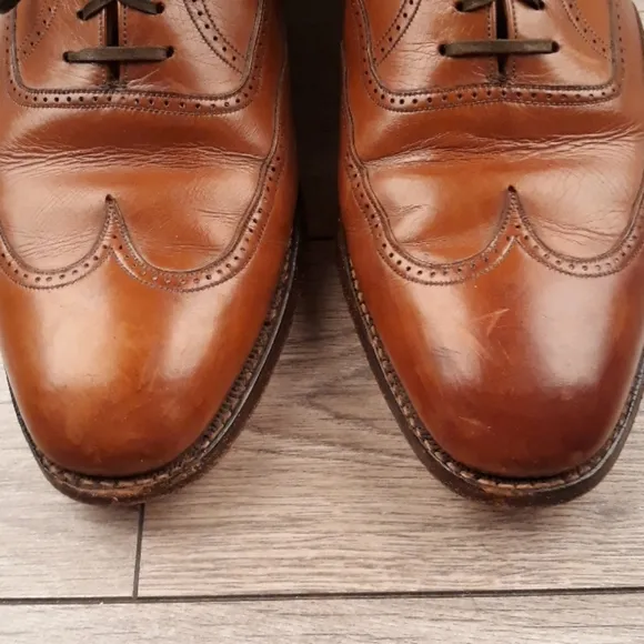 PAUL STUART England‎ Lace Up Wing Tip Brown Leather Sz 9.5 D Mens Dress Shoes