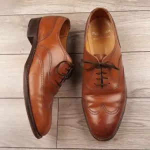 PAUL STUART England‎ Lace Up Wing Tip Brown Leather Sz 9.5 D Mens Dress Shoes