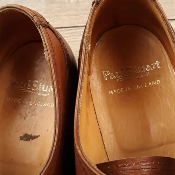 PAUL STUART England‎ Lace Up Wing Tip Brown Leather Sz 9.5 D Mens Dress Shoes