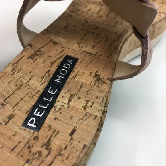 Pelle Moda Women's Sandals Pink Size 10 Cork Suede Espadrille Slip on Platform