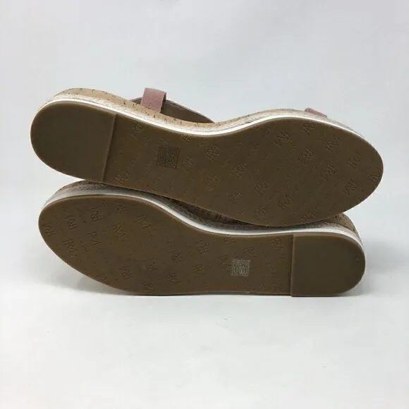 Pelle Moda Women's Sandals Pink Size 10 Cork Suede Espadrille Slip on Platform