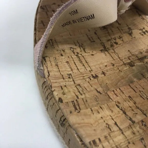 Pelle Moda Women's Sandals Pink Size 10 Cork Suede Espadrille Slip on Platform