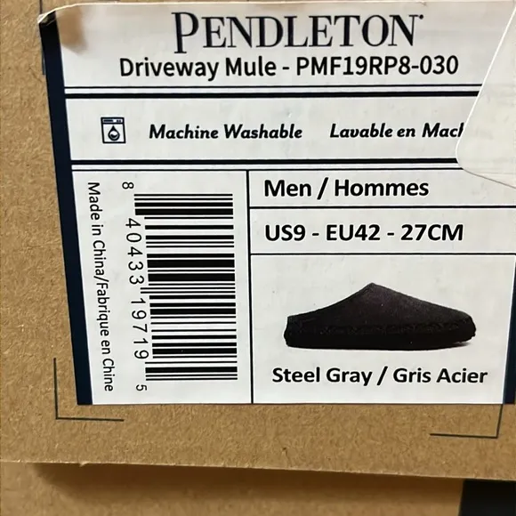Pendleton Driveway Mule Slippers Shoes new grey Mens Size 9