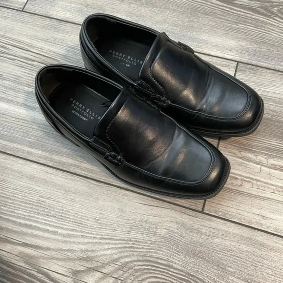 PERRY ELLIS PORTFOLIO Sammy Slip Kid’s Size 13 Medium in Black | Boy Dress Shoes