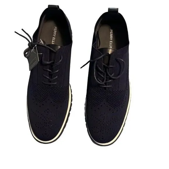 Perry Ellis LIGHTWEIGHT wingtip navy shoes for men. Size 11