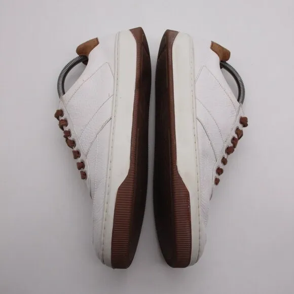 Peter Millar Vantage Men's 9 M Pebble Grain Sneakers Casual Shoe White Leather