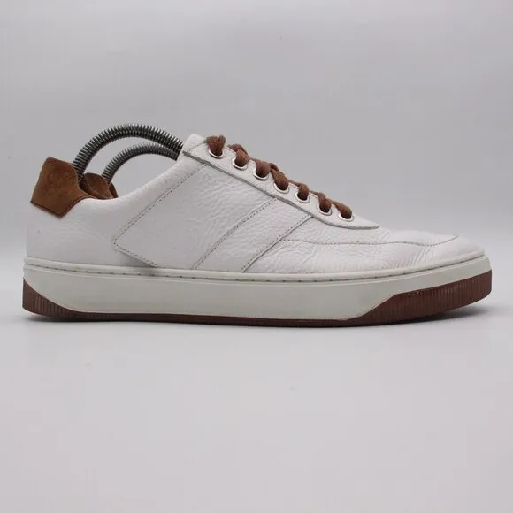 Peter Millar Vantage Men's 9 M Pebble Grain Sneakers Casual Shoe White Leather