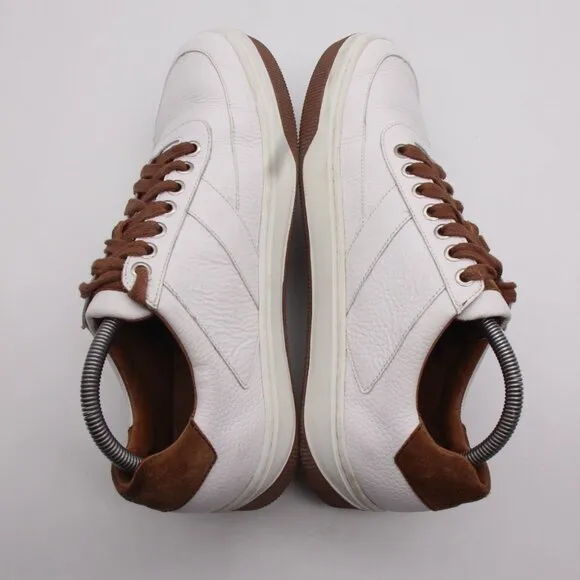 Peter Millar Vantage Men's 9 M Pebble Grain Sneakers Casual Shoe White Leather