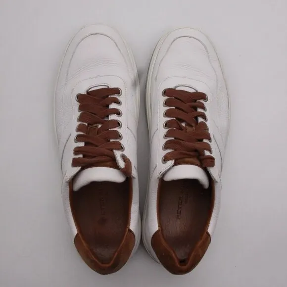 Peter Millar Vantage Men's 9 M Pebble Grain Sneakers Casual Shoe White Leather