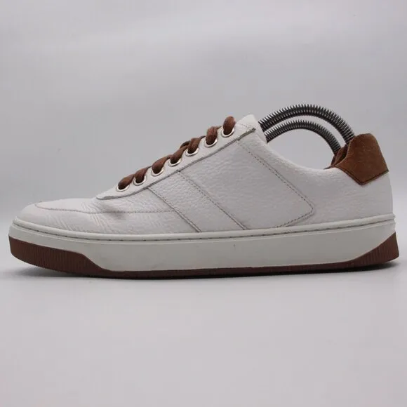 Peter Millar Vantage Men's 9 M Pebble Grain Sneakers Casual Shoe White Leather