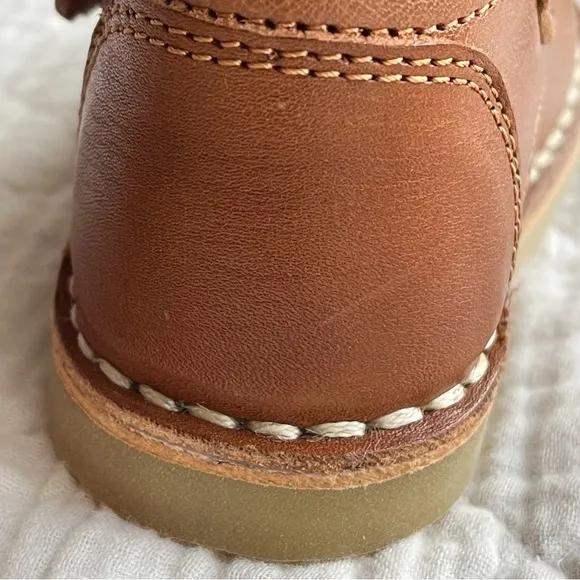 PETIT NORD NWOT Scallop Velcro Leather Cognac Heirloom Toddler Boots EU 19/US 4