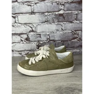 Philippe Model Paris Olive Green Leather Casual Sneakers Junior Sz 31EU/13.5M US
