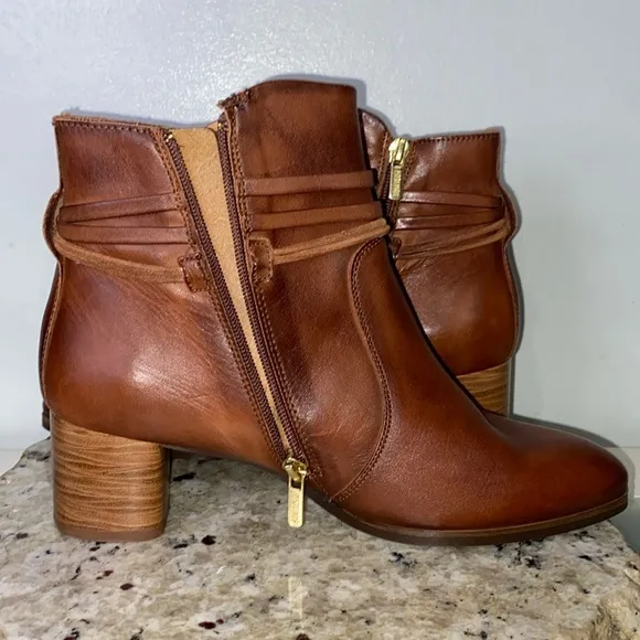 Pikolinos Calafat Brown Leather Tassel Wrap Zip-Up Ankle Boots Sz 40 (US 9.5-10)