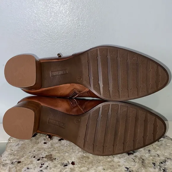Pikolinos Calafat Brown Leather Tassel Wrap Zip-Up Ankle Boots Sz 40 (US 9.5-10)