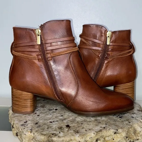 Pikolinos Calafat Brown Leather Tassel Wrap Zip-Up Ankle Boots Sz 40 (US 9.5-10)