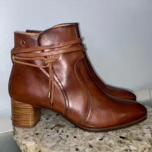 Pikolinos Calafat Brown Leather Tassel Wrap Zip-Up Ankle Boots Sz 40 (US 9.5-10)