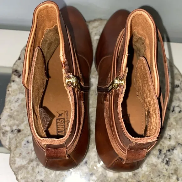 Pikolinos Calafat Brown Leather Tassel Wrap Zip-Up Ankle Boots Sz 40 (US 9.5-10)