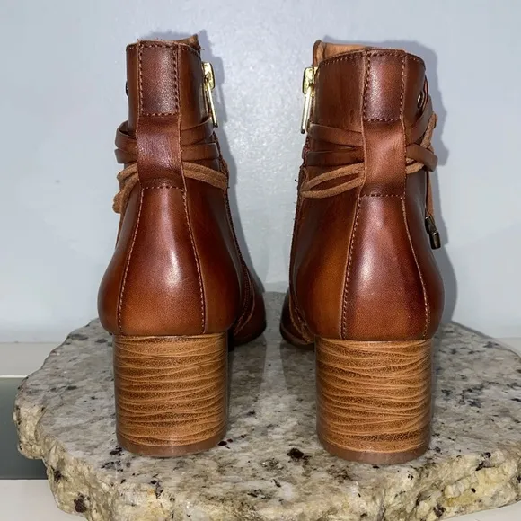 Pikolinos Calafat Brown Leather Tassel Wrap Zip-Up Ankle Boots Sz 40 (US 9.5-10)
