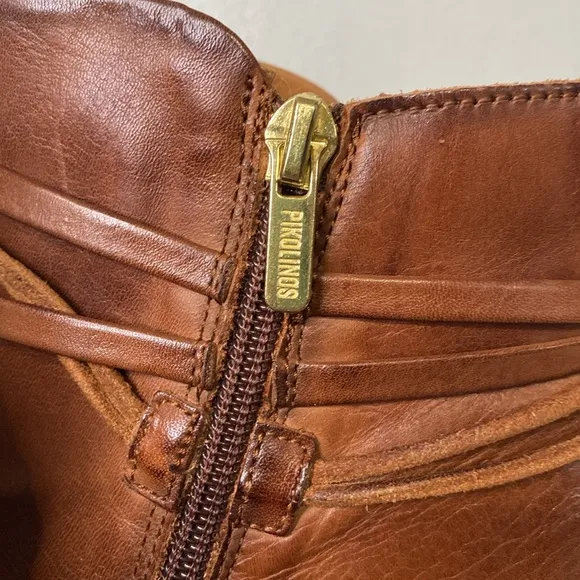 Pikolinos Calafat Brown Leather Tassel Wrap Zip-Up Ankle Boots Sz 40 (US 9.5-10)