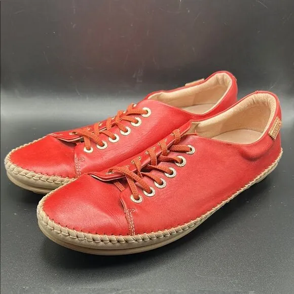 Pikolinos Women's Rialo Red Leather Casual Sneakers Size EU41 US10-10.5