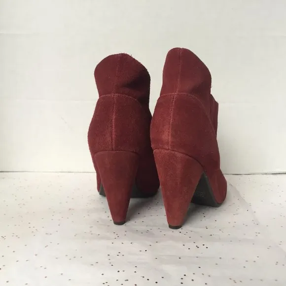 Pink Studio Red Suede Slip On Boots Paper Bag 6.5