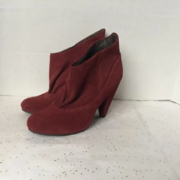 Pink Studio Red Suede Slip On Boots Paper Bag 6.5