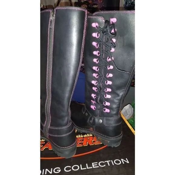 Pink &amp; Black Biker Boots