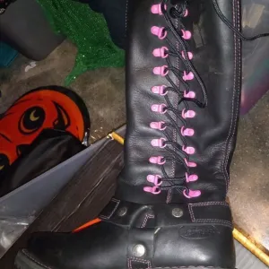 Pink &amp; Black Biker Boots