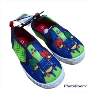 PJ Masks Slip On Casual Shoes Sneakers NWT Sz 7 Boys Blue Green