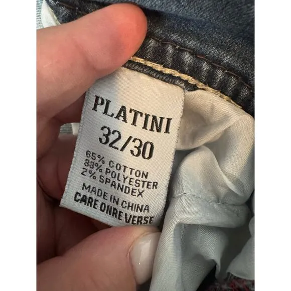 Platini Men's 32x30 Boot Cut Denim Jeans Embroidered Pockets Cowboy Western