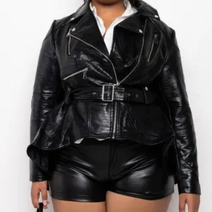 PLUS AZALEA WANG VERTIGO  CROC PEPLUM MOTO JACKET ( BRAND NEW !!! )