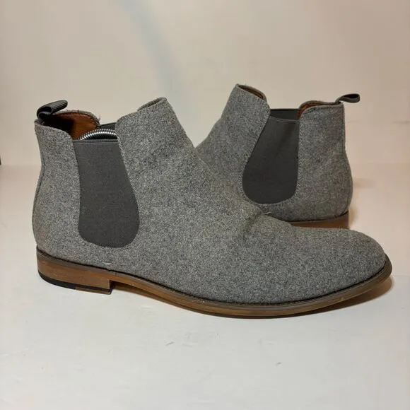 Polar Fox Barrett Gray Men's Chelsea Slip-on Mid-Top Wool Ankle Boots Sz 11 See