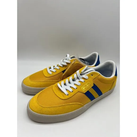 Polo Ralph Lauren Court VLC Men's Casual Sneakers Yellow Blue Size 9.5D NEW