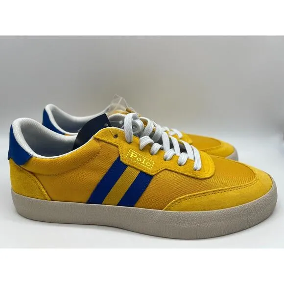 Polo Ralph Lauren Court VLC Men's Casual Sneakers Yellow Blue Size 9.5D NEW