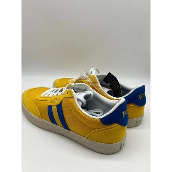 Polo Ralph Lauren Court VLC Men's Casual Sneakers Yellow Blue Size 9.5D NEW