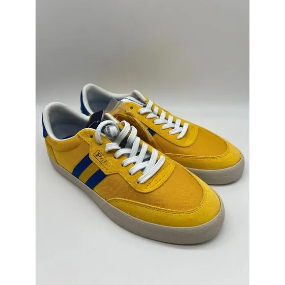 Polo Ralph Lauren Court VLC Men's Casual Sneakers Yellow Blue Size 9.5D NEW
