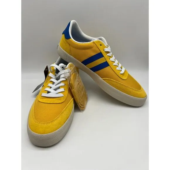 Polo Ralph Lauren Court VLC Men's Casual Sneakers Yellow Blue Size 9.5D NEW
