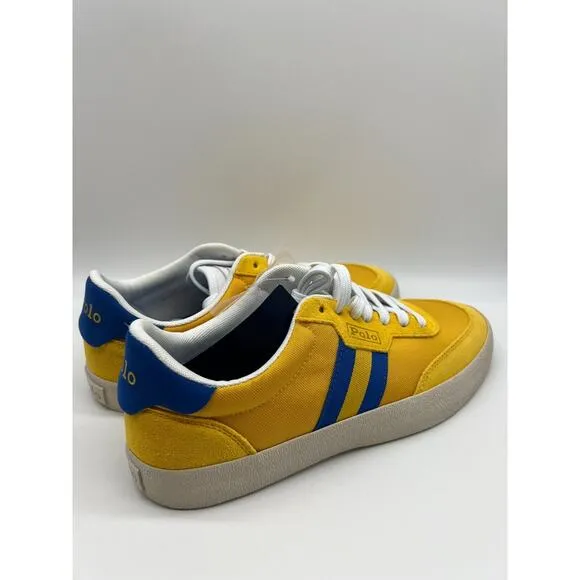 Polo Ralph Lauren Court VLC Men's Casual Sneakers Yellow Blue Size 9.5D NEW