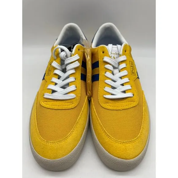 Polo Ralph Lauren Court VLC Men's Casual Sneakers Yellow Blue Size 9.5D NEW