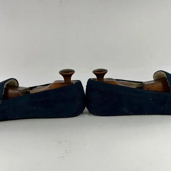 POLO RALPH LAUREN Dezi Bear Slippers US 12 Blue Velvet Lined MOCASSINS Shoes