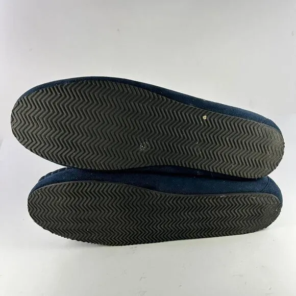 POLO RALPH LAUREN Dezi Bear Slippers US 12 Blue Velvet Lined MOCASSINS Shoes