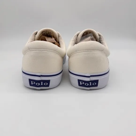 Polo Ralph Lauren Mens Keaton Chic Cream Slip on Laceless Sneakers