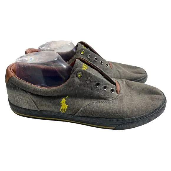Polo Ralph Lauren Men's Vito Brown/Yellow Casual Slip On Sneakers Size 11.5D
