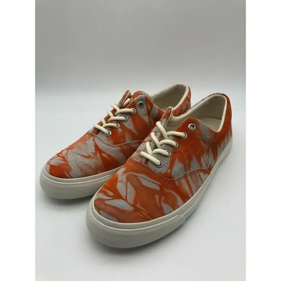 Polo Ralph Lauren Orange Tie Dye Sneakers Harpoon Casual Shoes Men’s Size 9.5D🛒