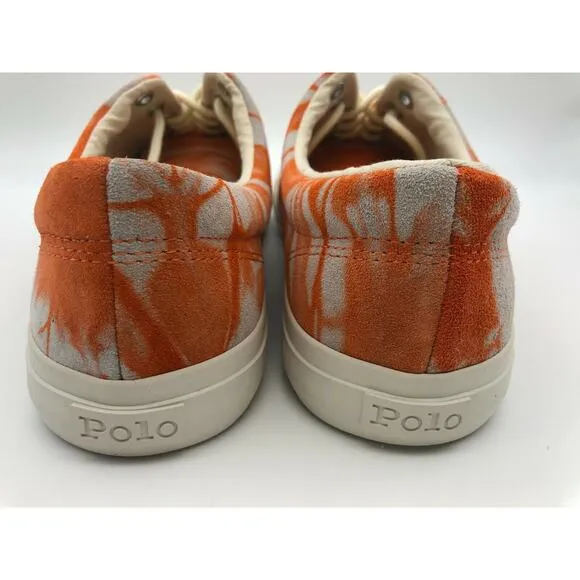Polo Ralph Lauren Orange Tie Dye Sneakers Harpoon Casual Shoes Men’s Size 9.5D🛒