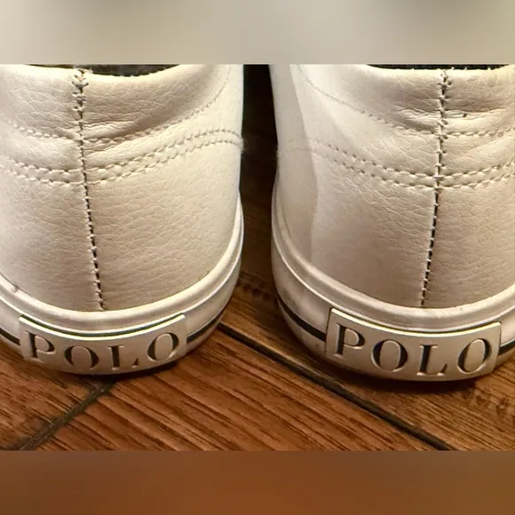 Polo Ralph Lauren Scholar Sneakers Size 5 Youth White Pony Shoes‎ Leather