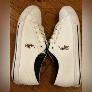 Polo Ralph Lauren Scholar Sneakers Size 5 Youth White Pony Shoes‎ Leather