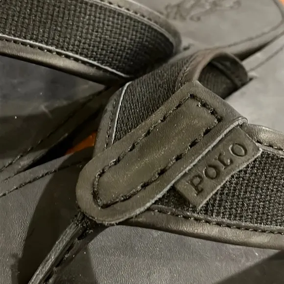 Polo Ralph Lauren Sullivan flip flops thongs sandals shoes leather black Mens 12