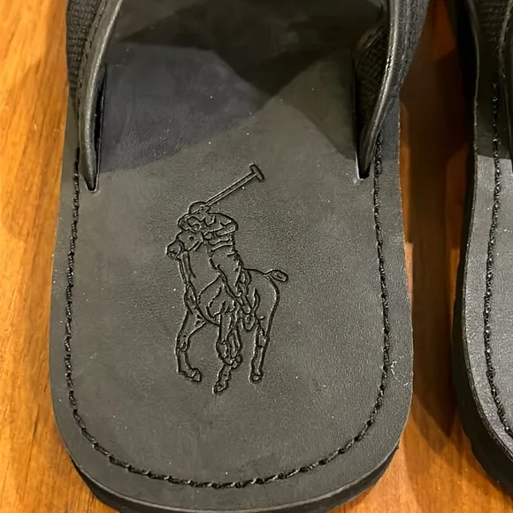 Polo Ralph Lauren Sullivan flip flops thongs sandals shoes leather black Mens 12