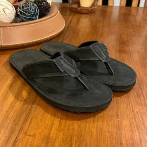 Polo Ralph Lauren Sullivan flip flops thongs sandals shoes leather black Mens 12